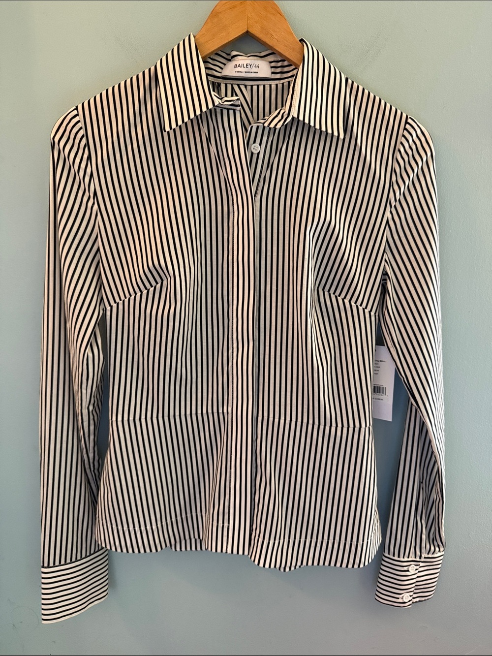 Bailey 44 Black and White Vertical Stripe Button-Down Shirt - XS - NWT